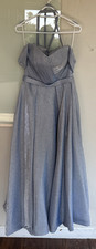 Elegant Dusty Blue Off-the-Shoulder Lace-Up Gown   only tried on once