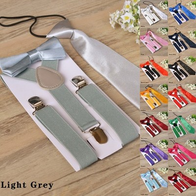 Stilvolle Kinder Straps & Fliege Sets elastisch und verstellbar für Jungen und