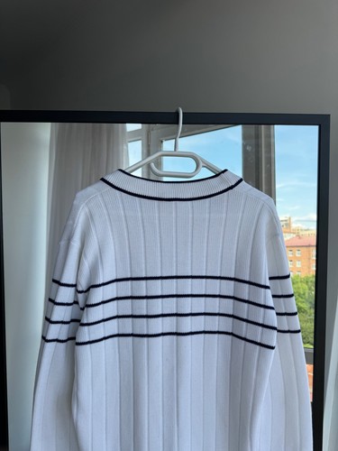 Vintage Lacoste Chemise Tennis Sweater White Navy Made in France Size 4 - Picture 9 of 12