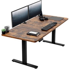 VIVO Electric 60” x 30” Stand Up Desk, Rustic Vintage Brown Top, Black Frame