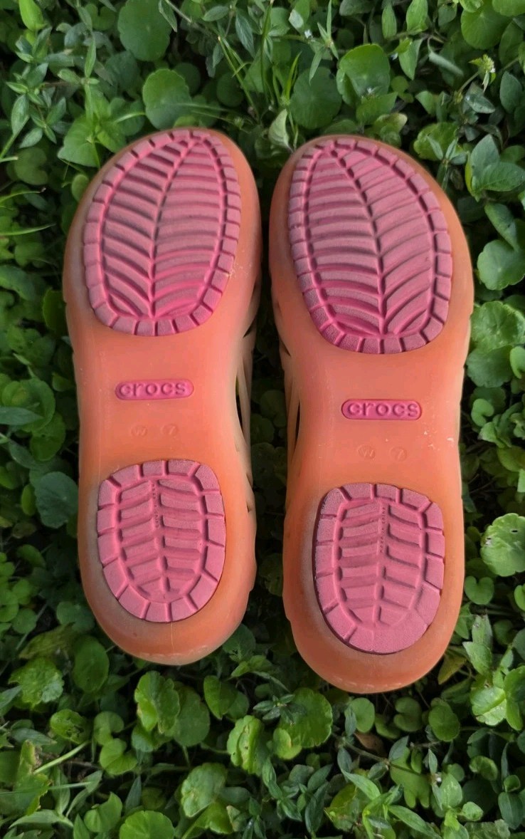 Crocs Adrina Jelly Slip On Ballet Flat Shoes Grapefruit/Pink
