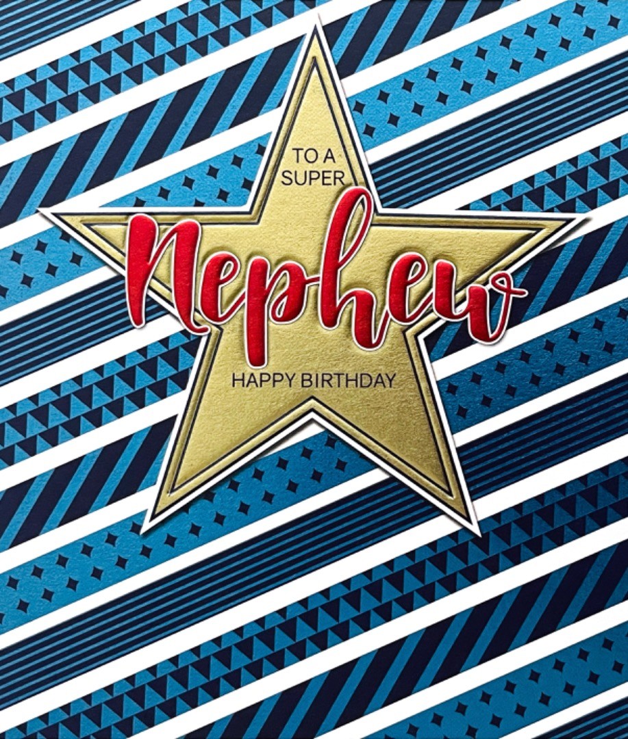 To A Super Nephew Happy Birthday Card with Love Brilliant Gold Star Contemporary
