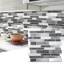 10Pcs Peel and Stick Brick Kitchen Backsplash Self-Adhesive Wall Tile Stone 12in