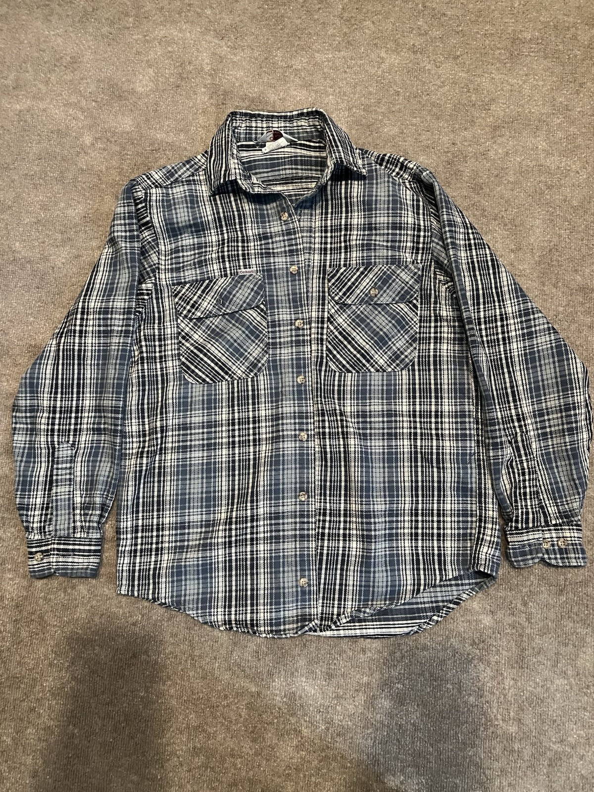 Carhartt Vtg Rugged Outdoor Wear Flannel Shirt Men's Medium Made in USA Plaid