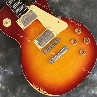 Aged Solid Body Electric Guitar Cherry Sunburst Stainless Frets H-H Pickups