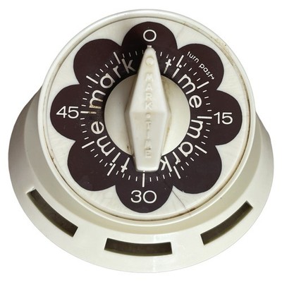 Vintage 1960s Mark Time 1 Hour Kitchen Timer Daisy Brown Flower