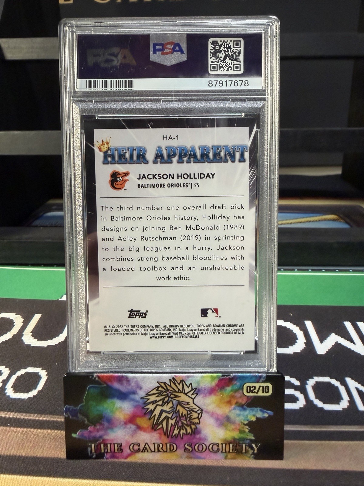 2022 Bowman Chrome Draft Jackson Holliday Heir Apparent PSA 10  view 2
