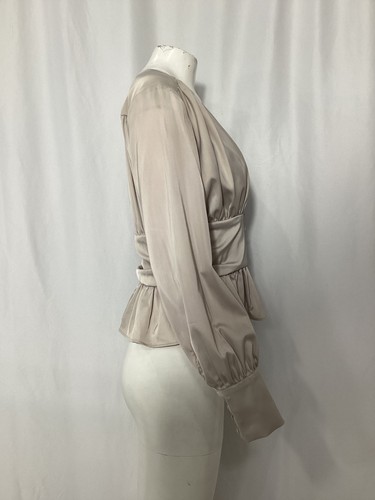 Jason Wu Satin Peplum Hem Blouse In Polyseter Women Grey L - Picture 8 of 9