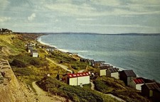 Highcliffe on Sea, Beach Huts, Snack Bar & Bay, Vintage Postcard Dorset