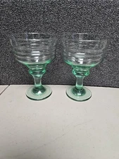 Vtg Sirrus Green / Spanish Green Champagne/ Tall Sherbet  Libby Glass Co. Pair