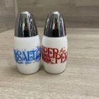 RARE SET! Vintage GEMCO Milk Glass Red Blue Harvest Fruit Salt Pepper Shakers