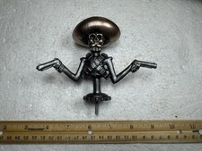 Skeleton Bandito With Guns Car Hood Ornament