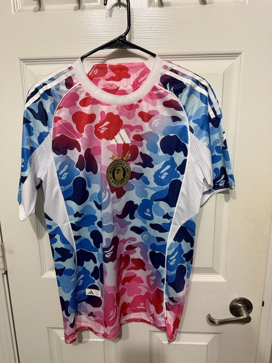 BAPE x Adidas Football Jersey- Blue/Pink | eBay