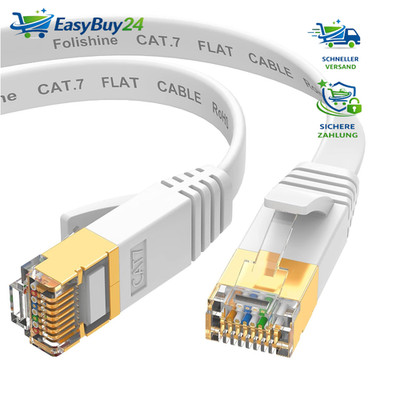 Ethernet Kabel Cat7 5m Hochgeschwindigkeits Gigabit 10Gbps RJ45 LAN Weiß