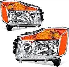 For 2004-2015 Nissan Titan04-07 Armada Chrome Headlights Assembly Headlamps Lr