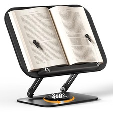 Book Stand for Reading, Adjustable Book Holder with 360  Rotating Bases, Fold...