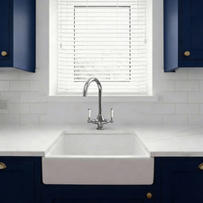 Small Ceramic Belfast Butler Kitchen Sink 370mm x 370mm x 130mm inc Taps & Waste