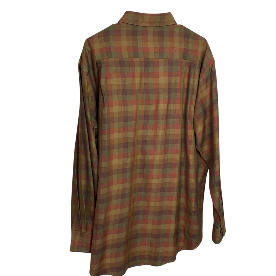 Camisa Orvis Signature Collection Para Hombre L Otoño Cuadros Seda Mezcla Lana Abotonada Foto 3 de 4