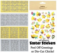 EASTER STICKERS~SELF ADHESIVE~PEEL OFF GREETINGS OR GOLD-FOILED DIE CUT CHICKS