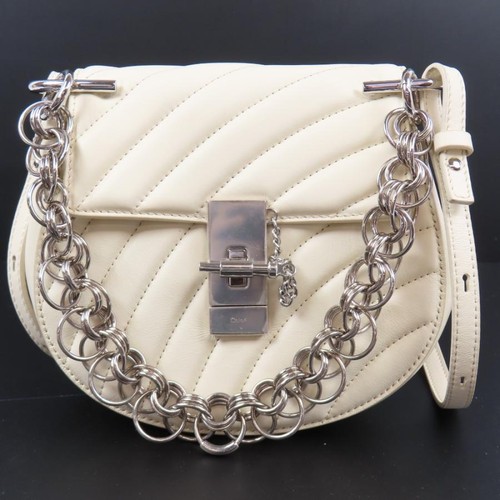 Chloe Drew Bijou 2WAY Chain Shoulder Bag Leather Off White Women Auth