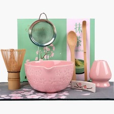 Matcha Whisk Set, Matcha Set Whisk And Bowl, 8 Pcs Matcha Kit Set Wide Cherry