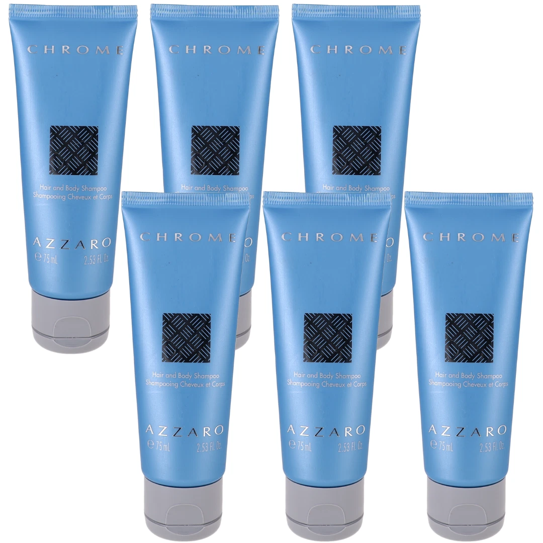 Chrome by Azzaro for Men Combo Pack: Hair & Body Shampoo 15.18oz (6x2.53oz) Tube