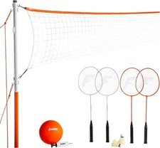 Volleyball + Badminton Combo Sets - Backyard + Beach Outdoor Volleyball + Badmi