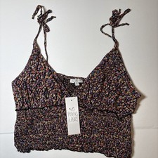 Patrons of Peace Multicolored Floral Cropped Tank Top Size M NWT