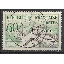 TIMBRE OBLITERE YT 964 MI 982 1953 Aviron Sport JO Helsinki 1952