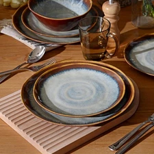 Melamine Dinnerware Sets,12Pcs Plate and Bowl Set,Unbreakable and Lightweight...