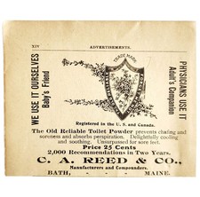 1906 C.A. Reed Old Reliable Toilet Powder Advertisement Bath Maine Hygiene E17E
