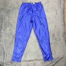 Nike Track Pants Womens Large Blue Nylon Windbreaker Ankle Zip Vintage VTG