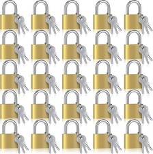 Solid Brass Keyed Padlock, Small Padlocks Keyed Alike Yellow Gym Lock, Strong Pa