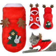 1pc Cat Christmas Clothes Winter Warm Pet Clothes for Small Medium Dogs Elk Sant