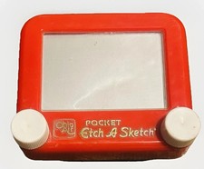 Vintage 1995 Ohio Art POCKET Etch A Sketch Mini Red Toy Retro Drawing Game Nice