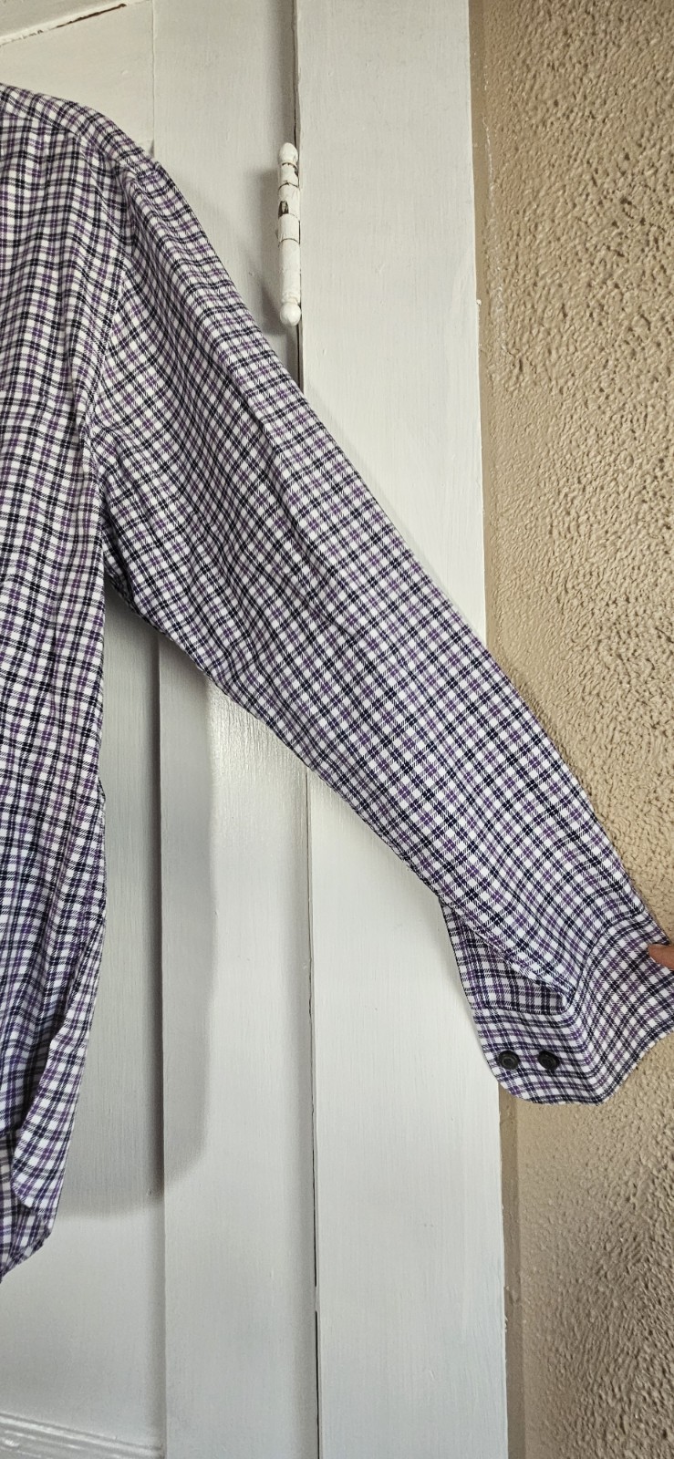 ROBERT TALBOTT plaid purple white button down shi… - image 3