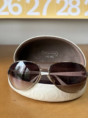 Coach Gold Aviator Sunglasses for Women for sale | eBay display picture 1