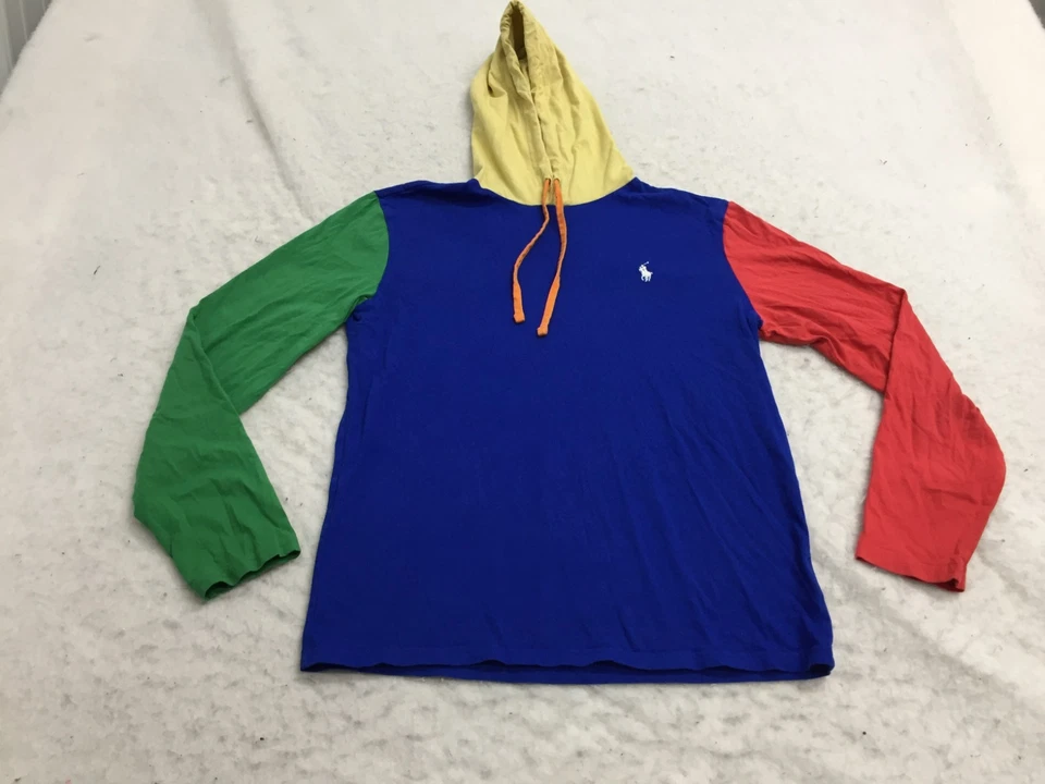 Polo Ralph Lauren с капюшоном рубашка мужская S маленький синий зеленый желтый оранжевый длинным рукавом - Изображение 2 из 4