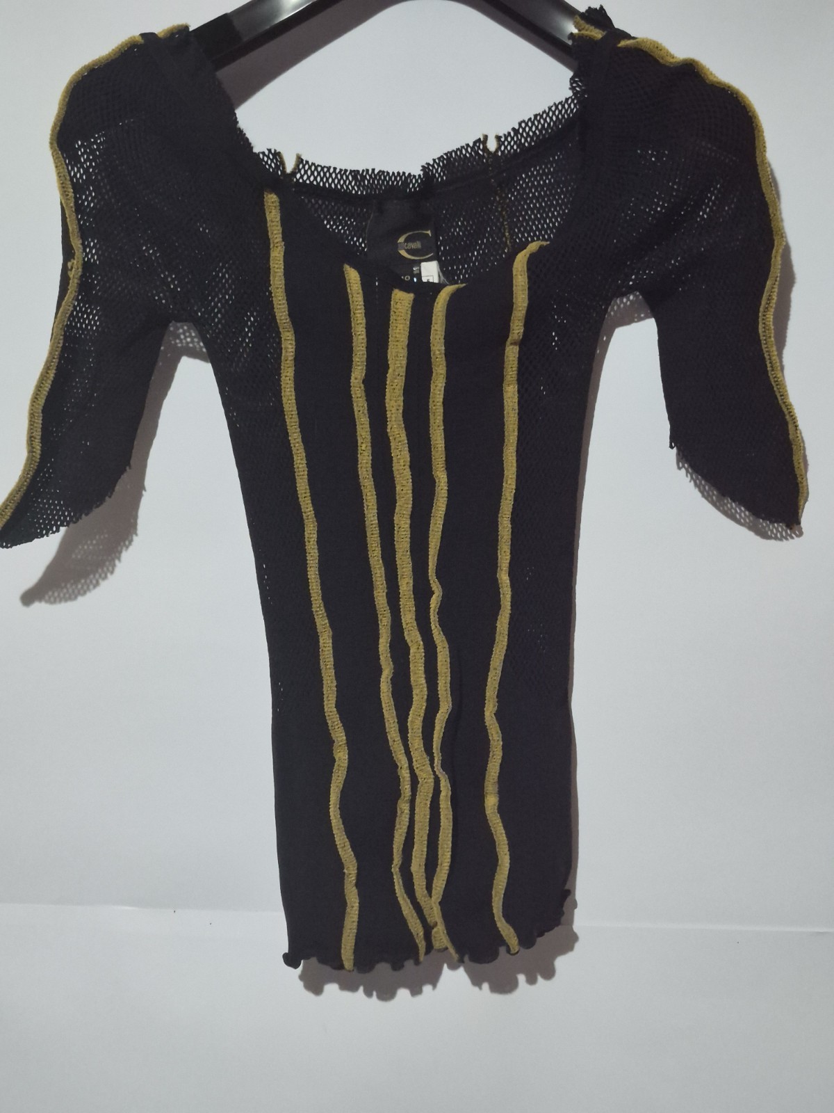 Just Cavalli 2002 Vintage Mesh Top Snake Gold ITR SPA Archival Y2K Roberto Rare