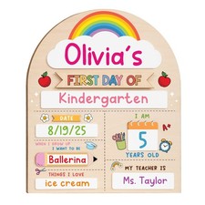 My First  Last Day of School Sign 12x10 Inch Reusable Wooden Chalkboard Marker