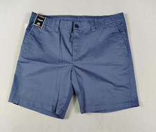 Roundtree  Yorke Shorts Mens 40 Blue Casuals 8" Inseam Flat Front Stretch