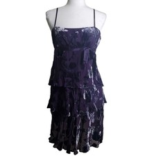 Vintage 90s Purple Layered Ruffle Dress Size 8