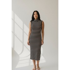 ATM Anthony Thomas Melillo Rib Sleeveless Dress size Small Blush Black Striped