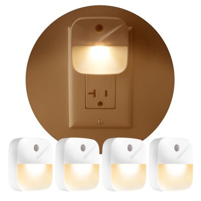 Aultra Night Light LED Lights Plug Square 4 Pack, White 