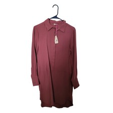 Cremieux Womens XS Rose Pink Long Sleeve Twill Shirt Dress Button Front Hidden