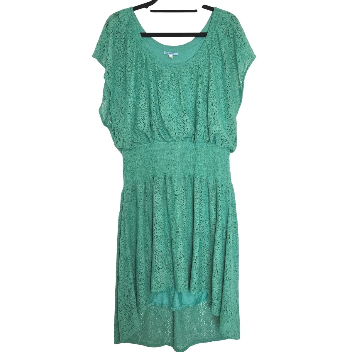 slim fit dress slacks Analla Short Green Crocheted Lace Dress main image 1