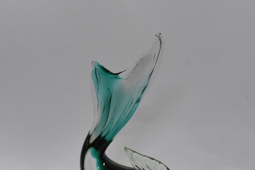 Vintage Murano Venitian Green Art Glass 12" Leaping Fish Figurine on Base Retro - Picture 15 of 24