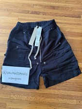 Mens Black Solid Cargo Shorts Drawstring Clos...