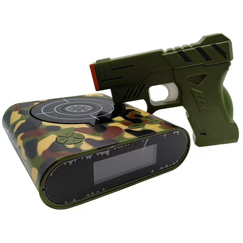 Digital Gun Alarm Clock Gadget Target Laser Shoot For Children