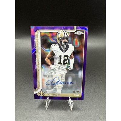 Chris Olave 2025 Topps Chrome PURPLE LAVA /75 AUTO New Orleans Saints